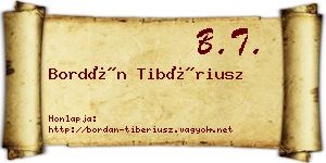 Bordán Tibériusz névjegykártya